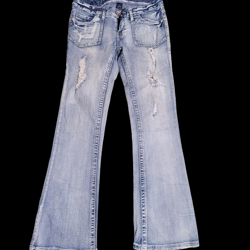 Amethyst Vintage Distressed Flare Jeans Sz 9